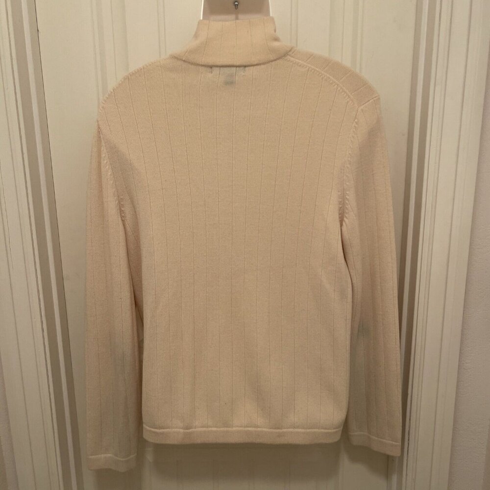 Banana Republic 1/4 Button Mock Neck Sweater Mens L Italian Yarn Merino Wool Tan - Picture 9 of 16